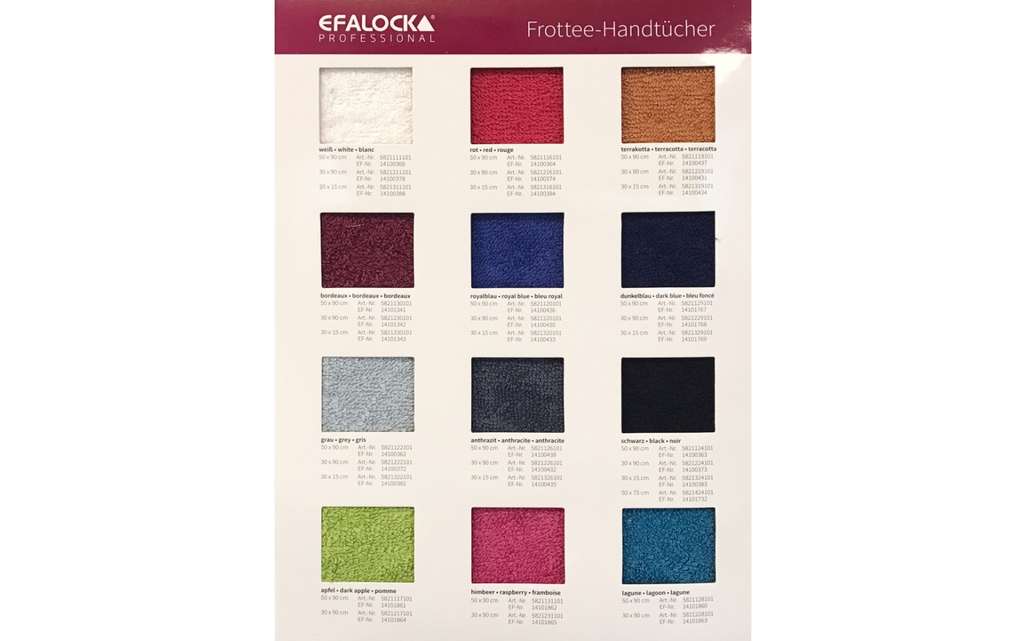Efalock Farbkarte für Handtücher