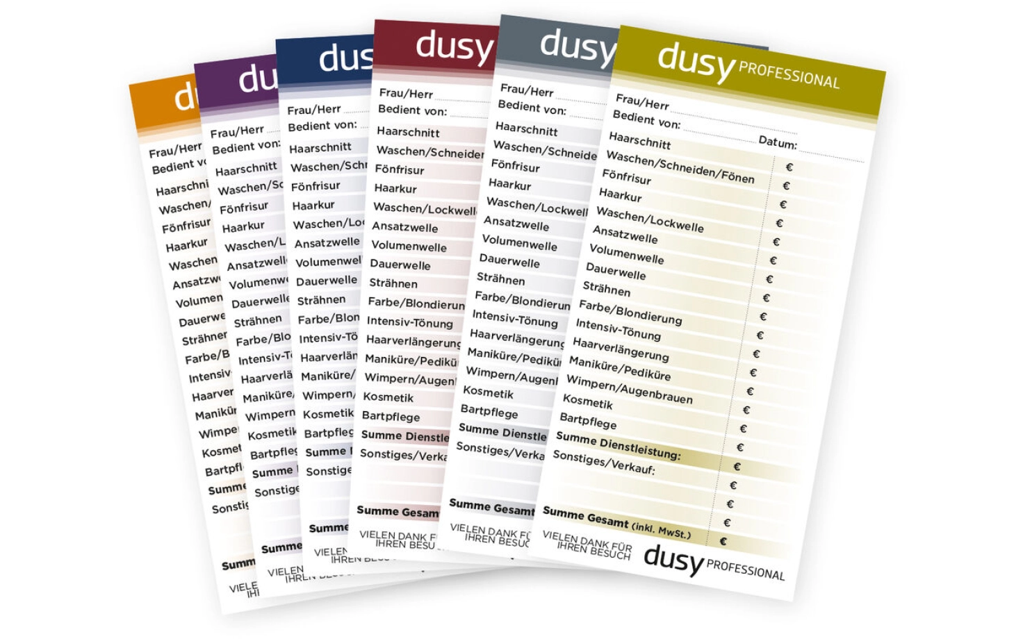 Dusy Bedienungsblocks 70 g 6-farbig  60 Stück